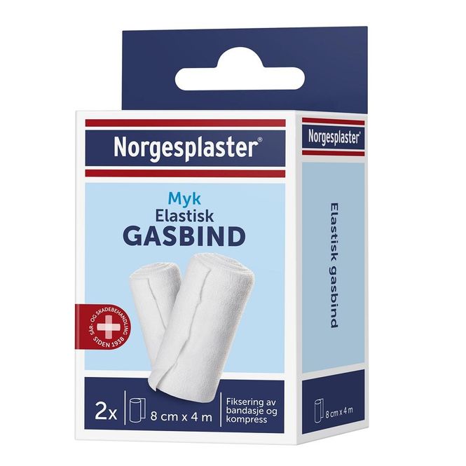 Hovedbilde Norgesplaster elastisk gasbind 8 cm x 4 m 2 stk