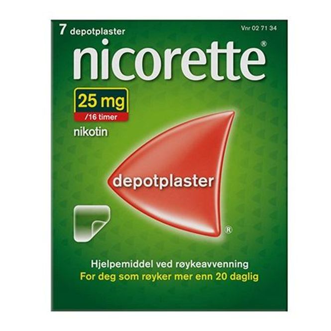 Hovedbilde Nicorette depotplaster 25 mg/16 timer gjennomsiktig 7 stk