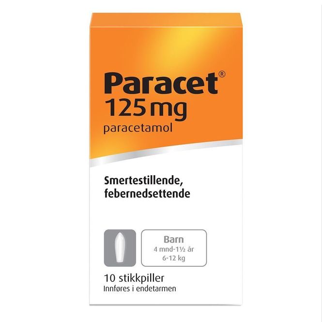 Hovedbilde Paracet stikkpiller 125 mg 10 stk