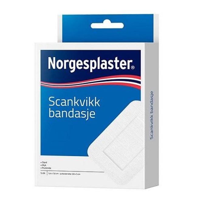 Hovedbilde Norgesplaster sk bandasje hvit 20 x 9,7 cm 5 stk