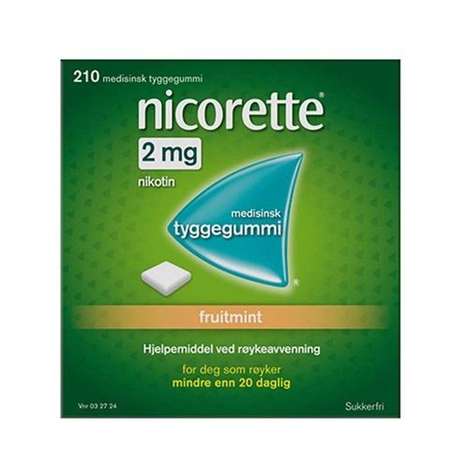 Hovedbilde Nicorette tyggegummi 2 mg fruitmint 210 stk