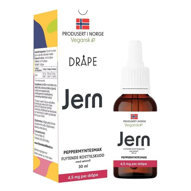 Hovedbilde Dråpe vegansk jern 4,5mg/dråpe peppermynte 30 ml