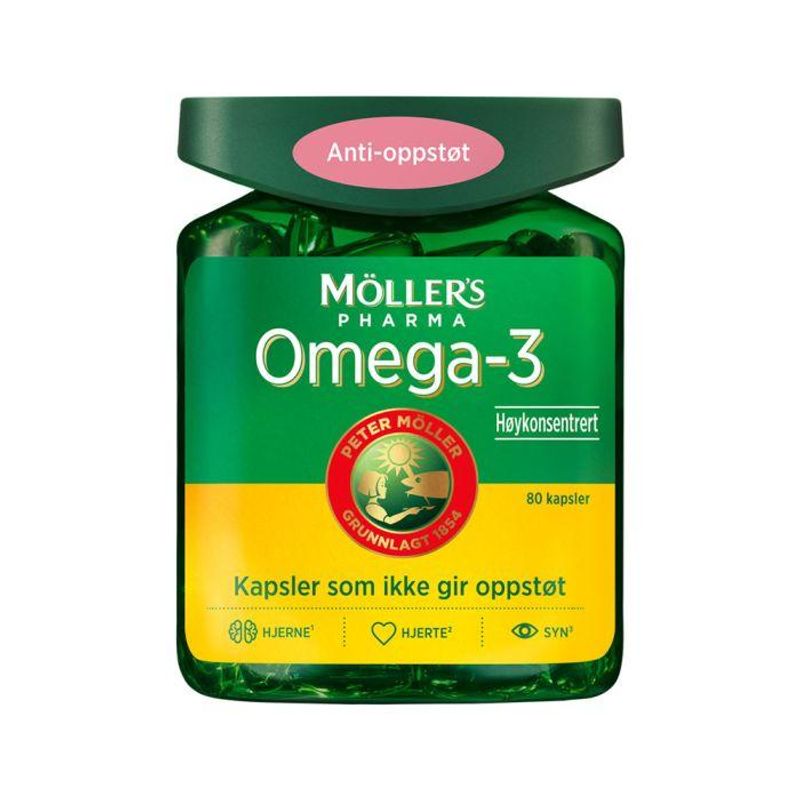 Møllers omega-3 antioppstøt kapsel 80 stk