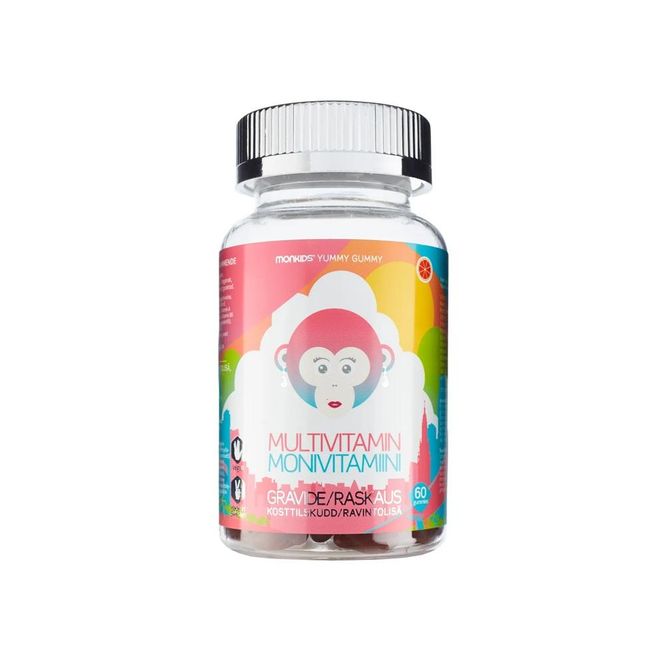 Hovedbilde Monkids gravid multivitamin gummies blodappelsin 60 stk