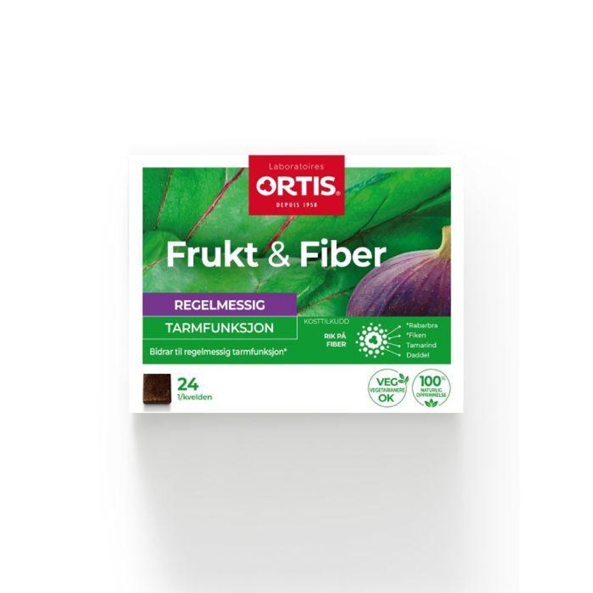 Frukt & fiber tyggetablett/terning 24 stk